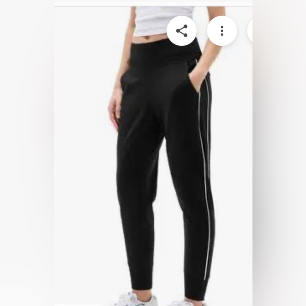 Athleta Venice Black Track Joggers with 2 White Stripes size 10